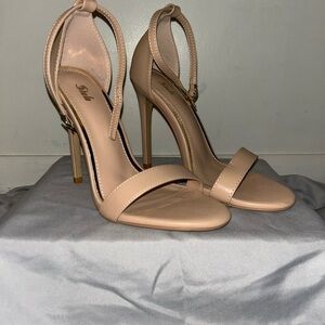 Nude Ankle Strap Stiletto Heels